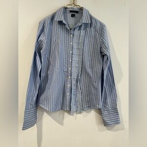 Alara Women's blue striped blouse with pleated destroyed structure M